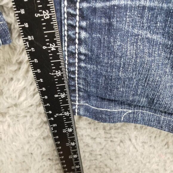 Boot Daddy Jeans Womens 10 Petite Blue Bootcut Stretch Denim *Altered* - Picture 9 of 16